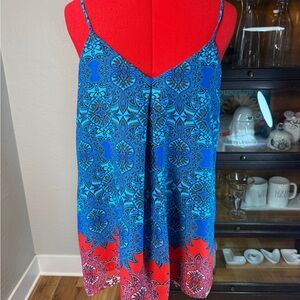 Karen Kane Blue Red Paisley Spaghetti Strap Cami Top Made in USA Size M